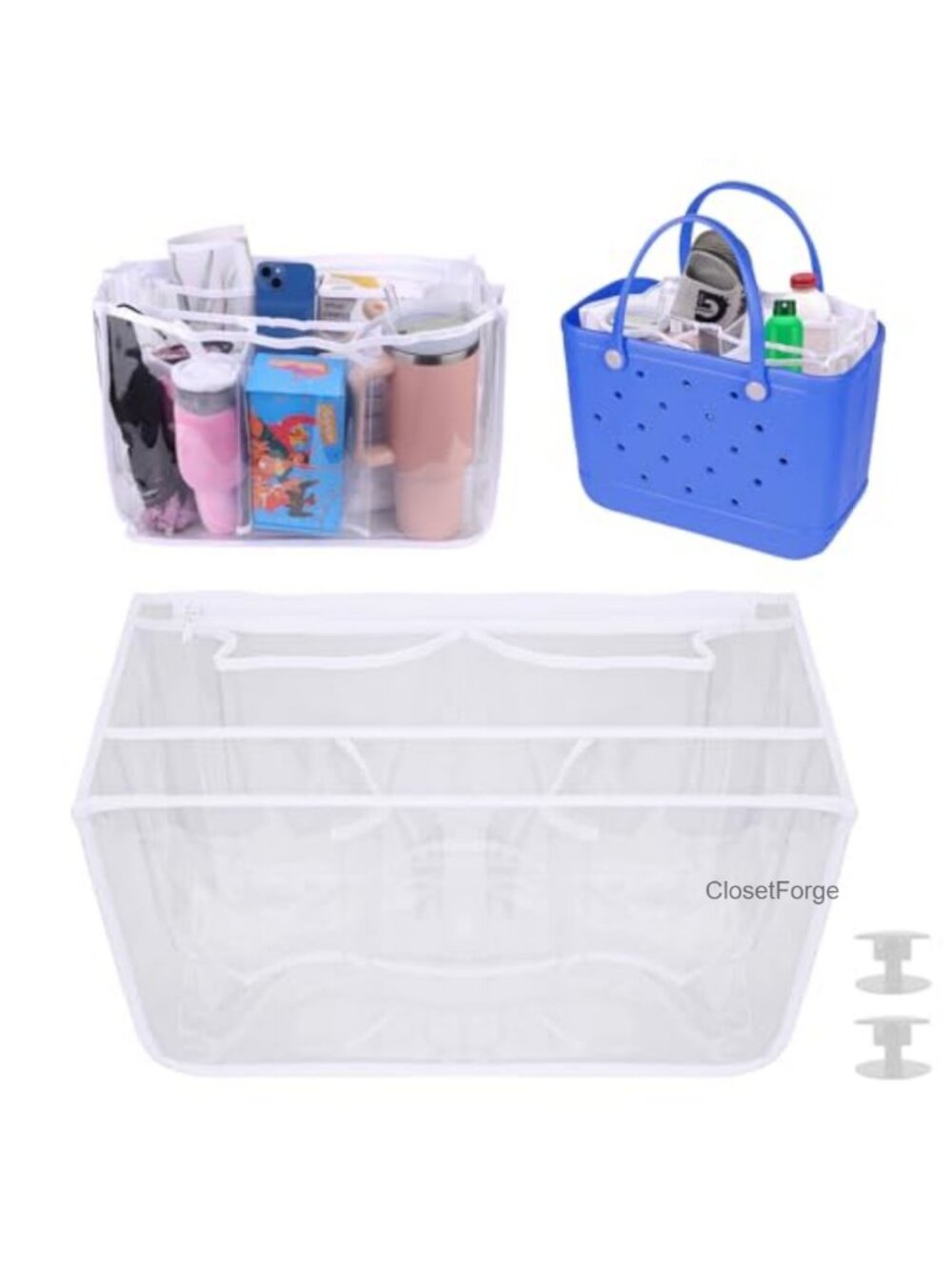 Clear Bag Organizer Waterproof PVC Tote Insert for XL Bags